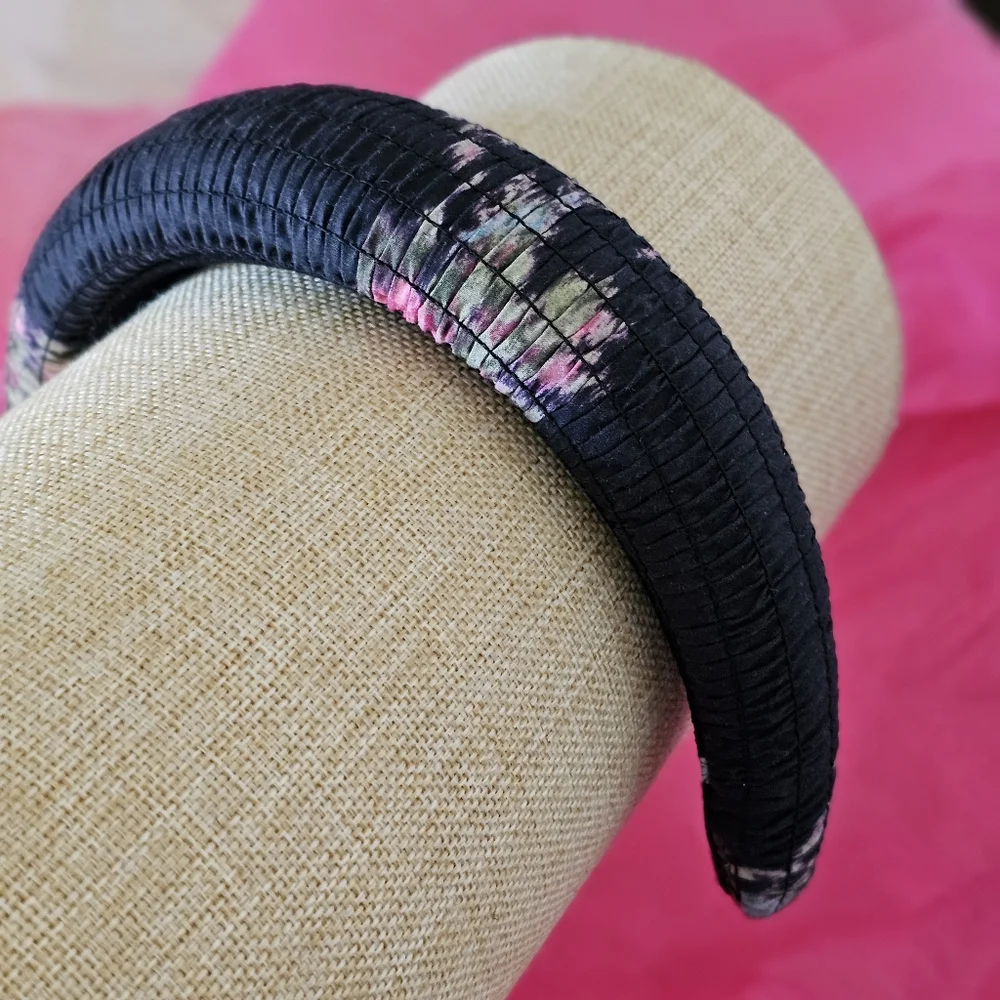 Lele Sadoughi x Loveshackfancy Black Coffee Padded Headband Shirred Floral